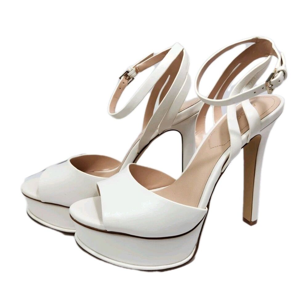 ALDO Neuling Platform Stiletto Heels Ivory Womens 10 Almond Toe Ankle Strap